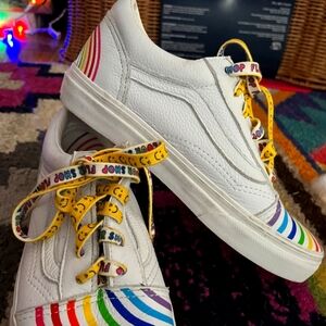 Vans X Flour Shop Old Skool Leather Rainbow Sneakers Shoes